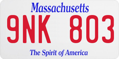 MA license plate 9NK803