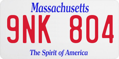 MA license plate 9NK804