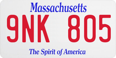 MA license plate 9NK805