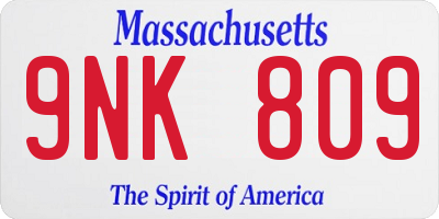 MA license plate 9NK809