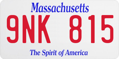 MA license plate 9NK815