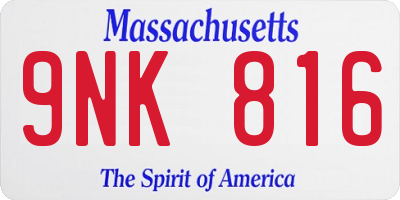 MA license plate 9NK816