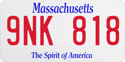 MA license plate 9NK818