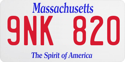 MA license plate 9NK820