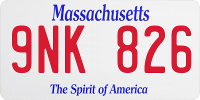 MA license plate 9NK826