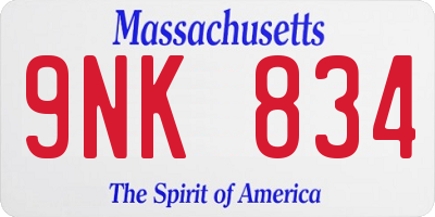 MA license plate 9NK834