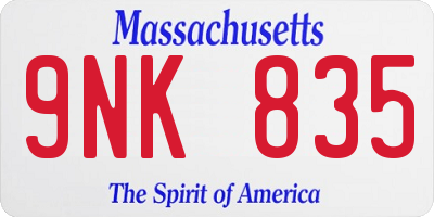 MA license plate 9NK835
