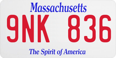 MA license plate 9NK836