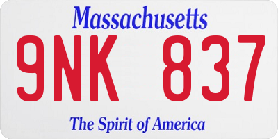 MA license plate 9NK837