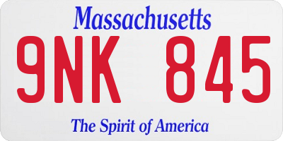 MA license plate 9NK845