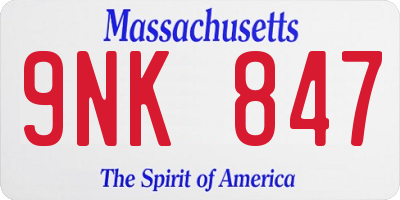 MA license plate 9NK847