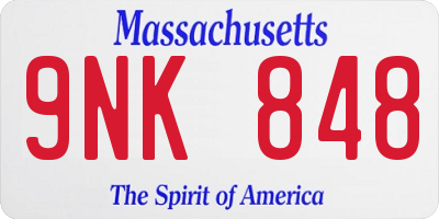 MA license plate 9NK848