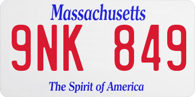MA license plate 9NK849