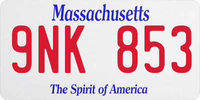 MA license plate 9NK853