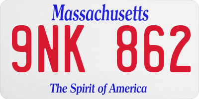 MA license plate 9NK862