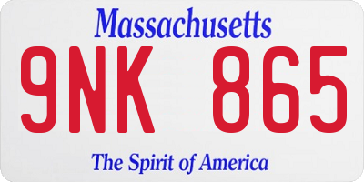 MA license plate 9NK865