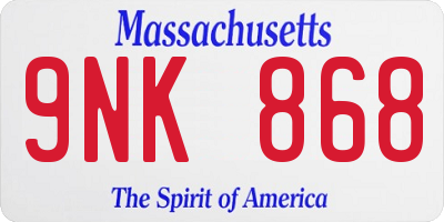 MA license plate 9NK868