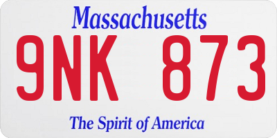 MA license plate 9NK873