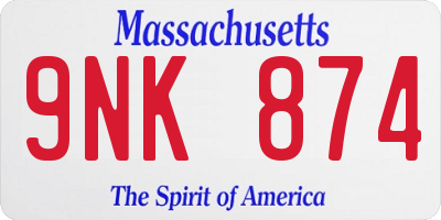 MA license plate 9NK874