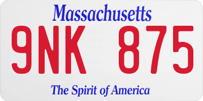 MA license plate 9NK875