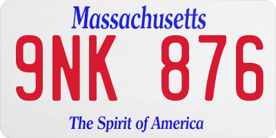 MA license plate 9NK876