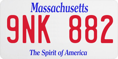 MA license plate 9NK882