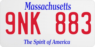 MA license plate 9NK883