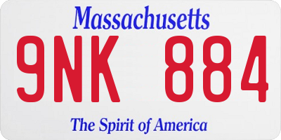 MA license plate 9NK884