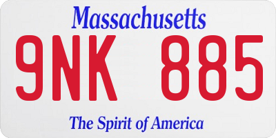 MA license plate 9NK885