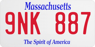 MA license plate 9NK887