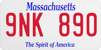 MA license plate 9NK890