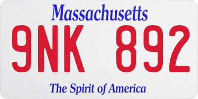 MA license plate 9NK892