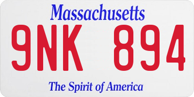 MA license plate 9NK894