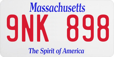 MA license plate 9NK898