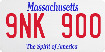 MA license plate 9NK900