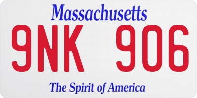MA license plate 9NK906