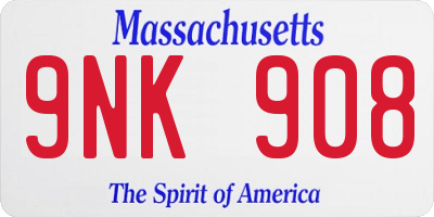 MA license plate 9NK908