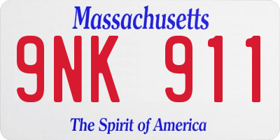 MA license plate 9NK911