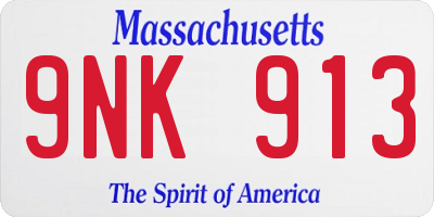 MA license plate 9NK913