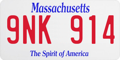 MA license plate 9NK914