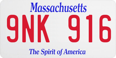 MA license plate 9NK916