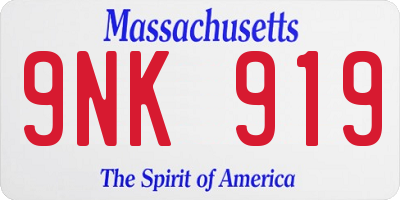 MA license plate 9NK919