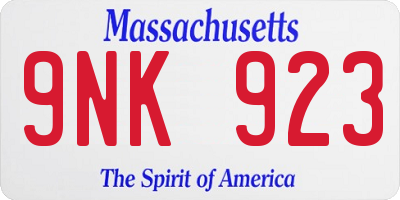 MA license plate 9NK923