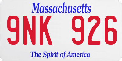 MA license plate 9NK926