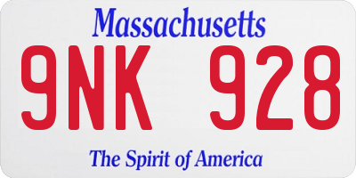 MA license plate 9NK928