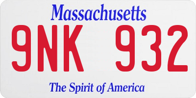 MA license plate 9NK932