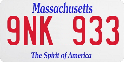 MA license plate 9NK933