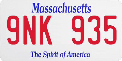MA license plate 9NK935
