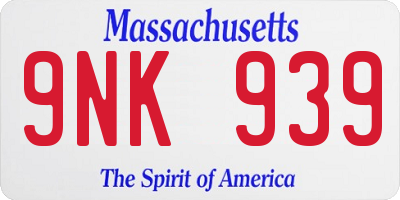 MA license plate 9NK939