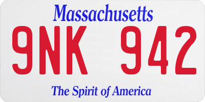 MA license plate 9NK942